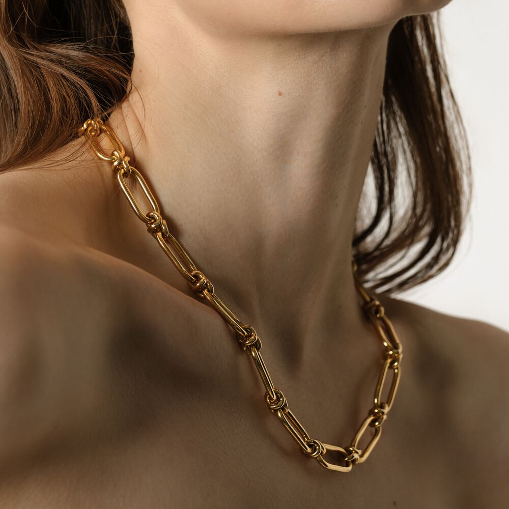 Knuckle 14ct Yellow Gold Heavy Link Chain Necklace | Annoushka jewelley