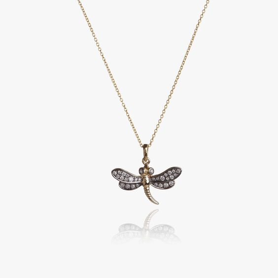 Love Diamonds 18ct Gold Diamond Dragonfly Necklace