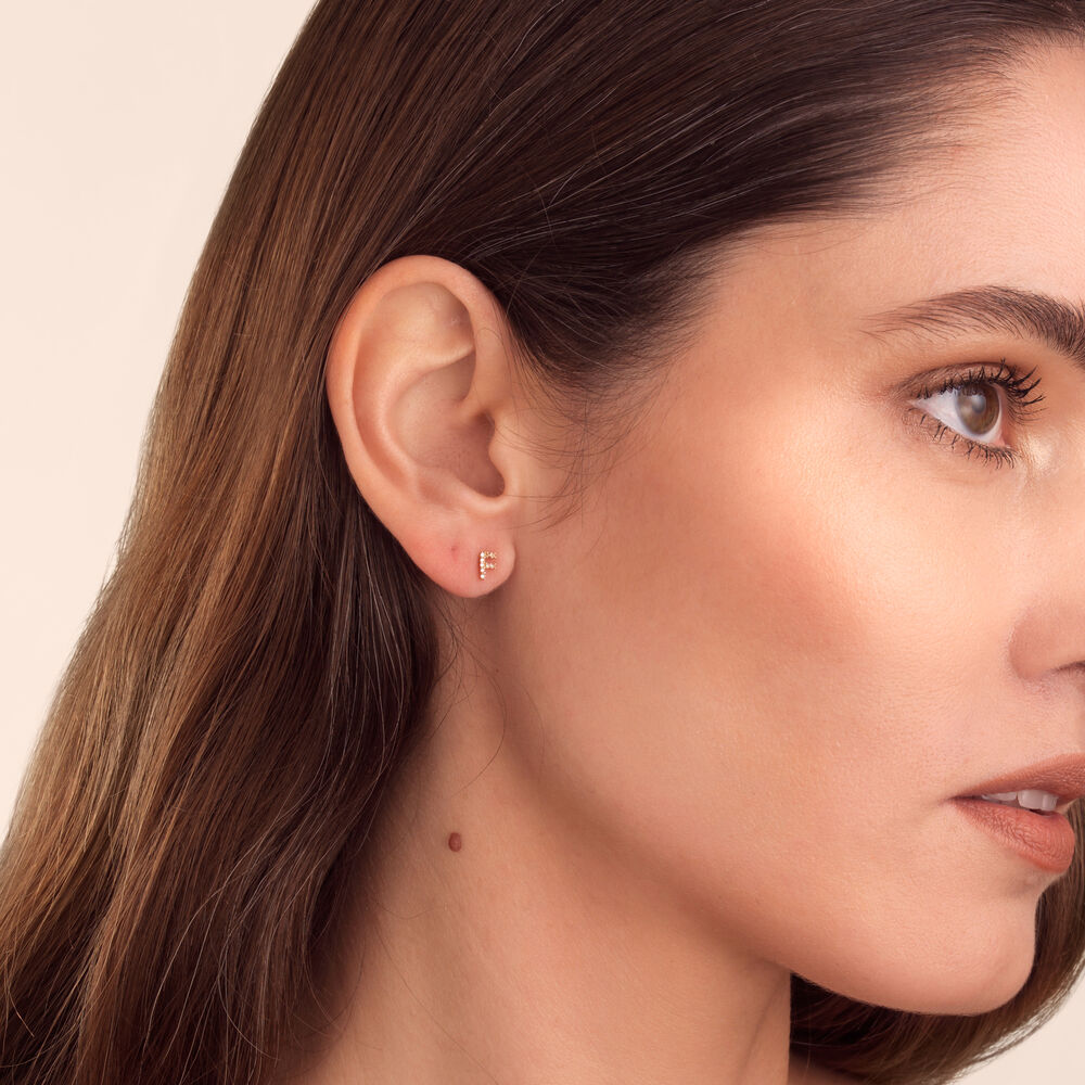 18ct Gold Diamond Initial F Single Stud Earring | Annoushka jewelley