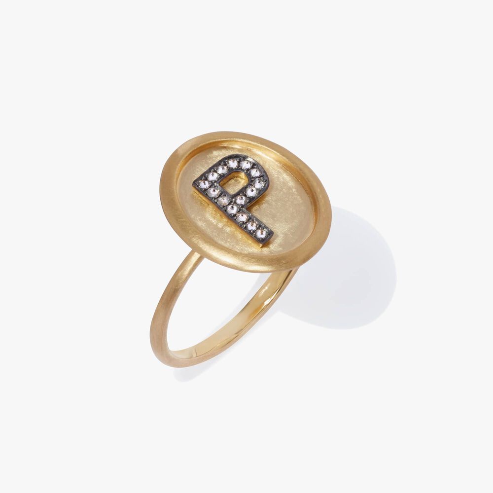 18ct Gold Diamond Initial P Ring | Annoushka jewelley