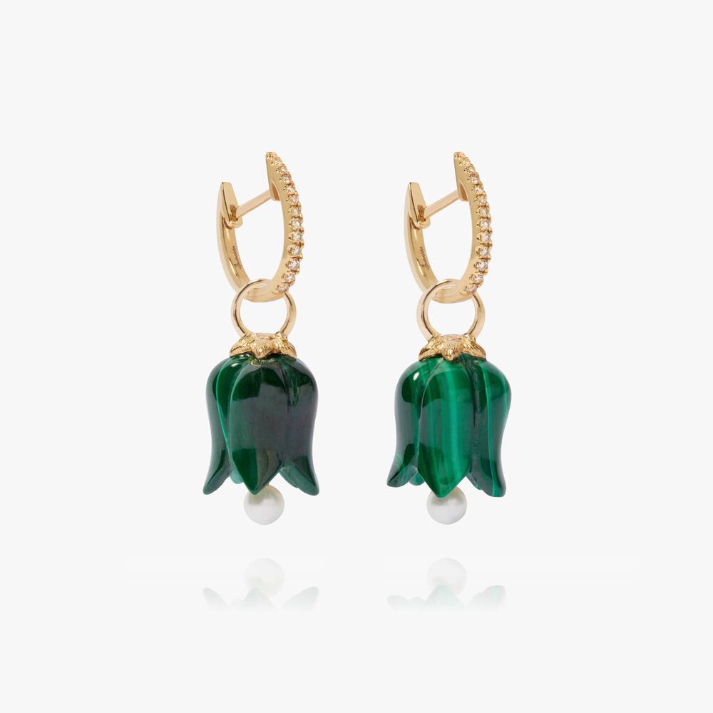 18ct Gold Malachite Pearl Tulip Earrings | Annoushka jewelley