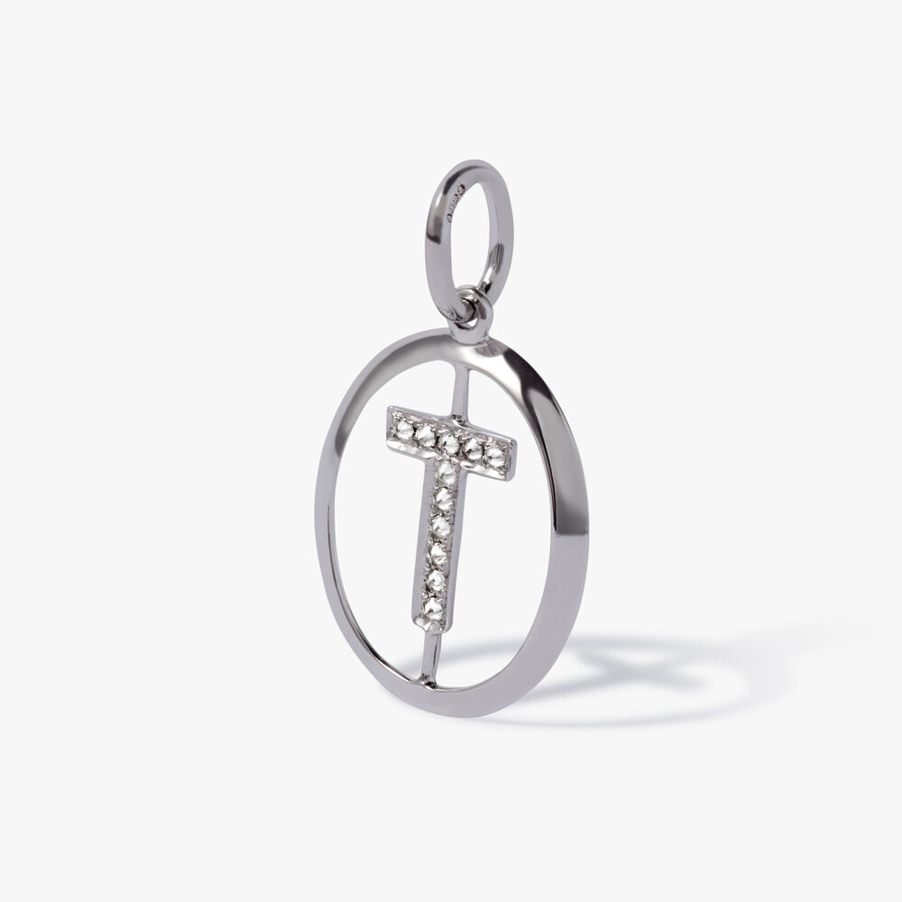 Initials 18ct White Gold Diamond T Pendant | Annoushka jewelley