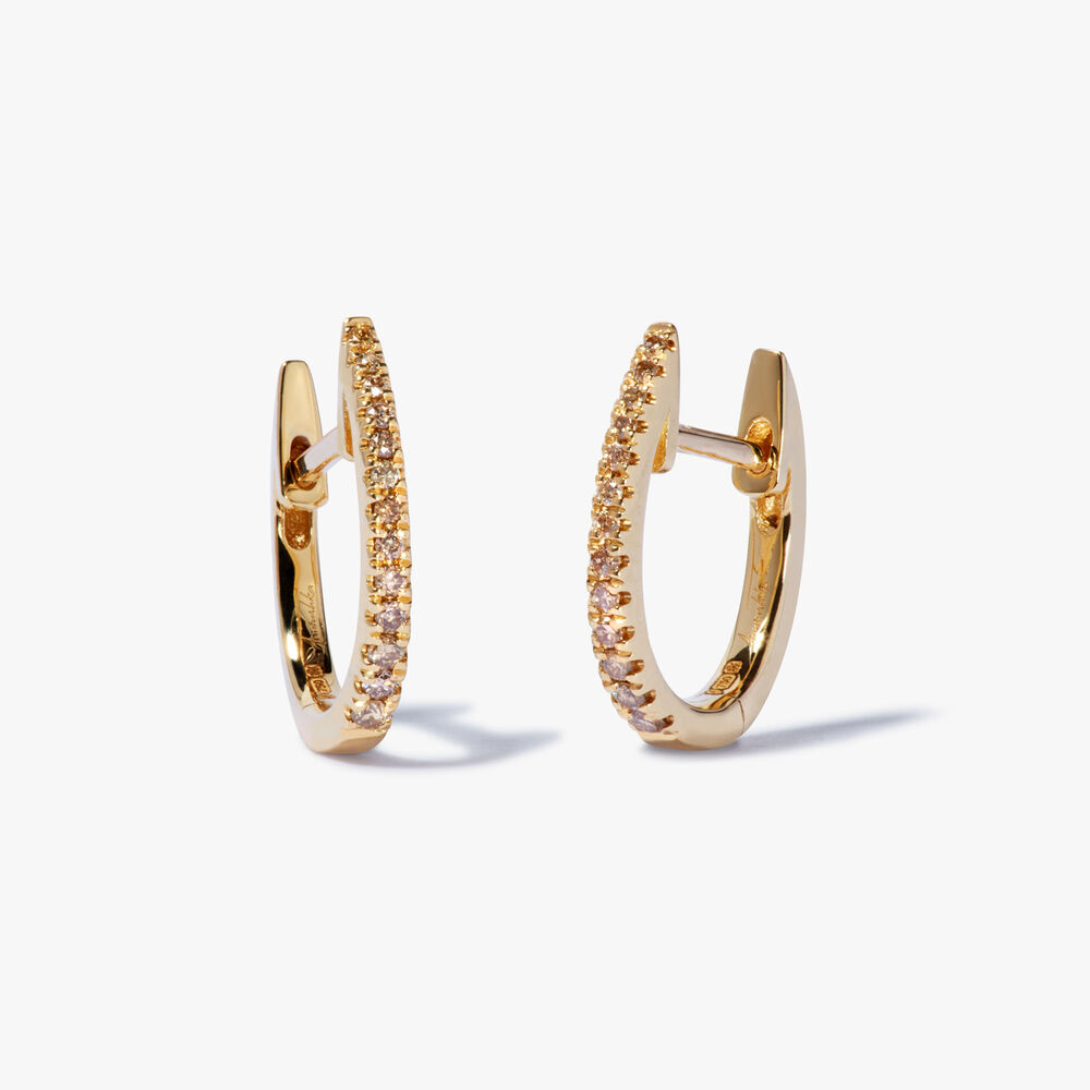Eclipse 18ct Yellow Gold Diamond Fine Hoop Earrings | Annoushka jewelley