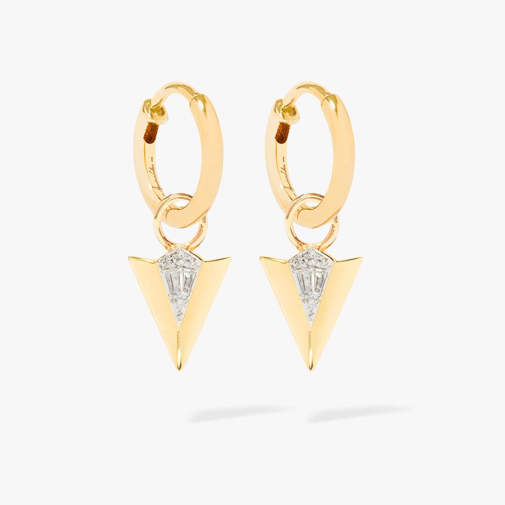 Flight 18ct Yellow Gold Diamond Arrow Earrings | Annoushka jewelley