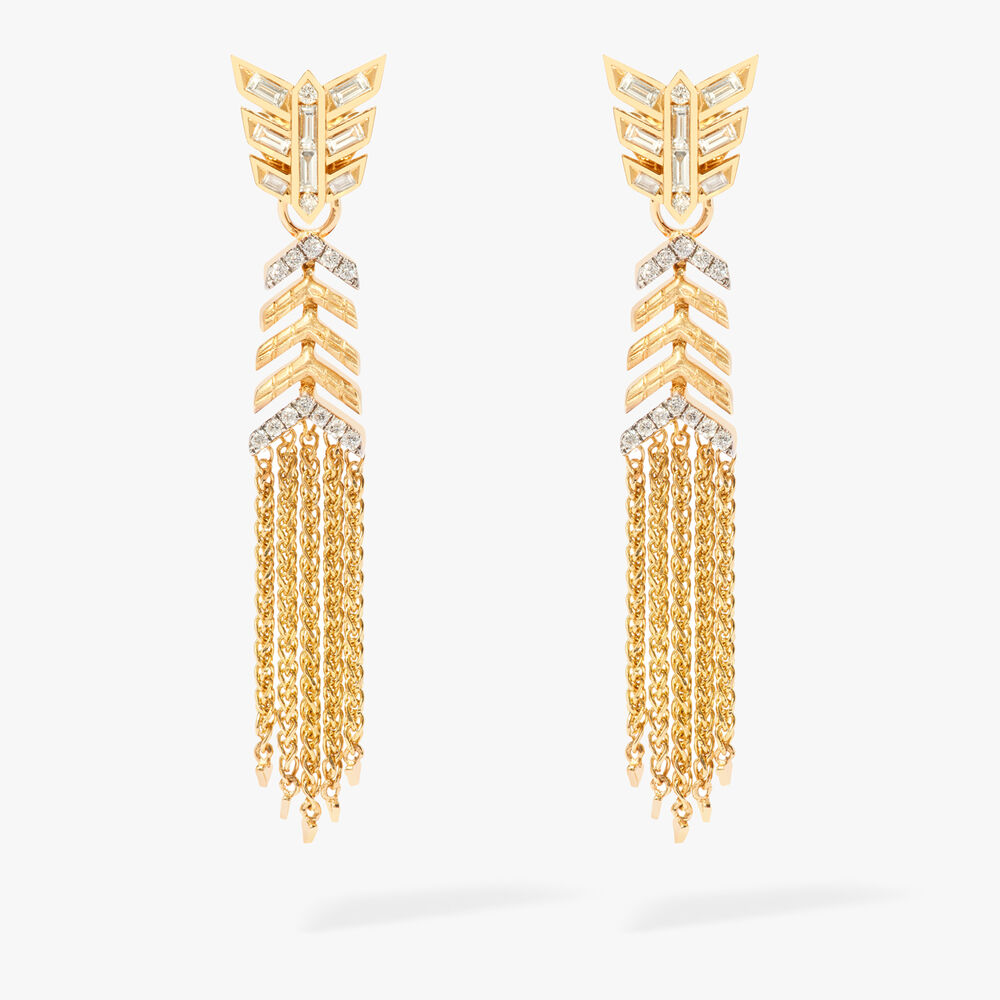 Flight 18ct Yellow Gold Shimmy Baguette Diamond Earrings | Annoushka jewelley