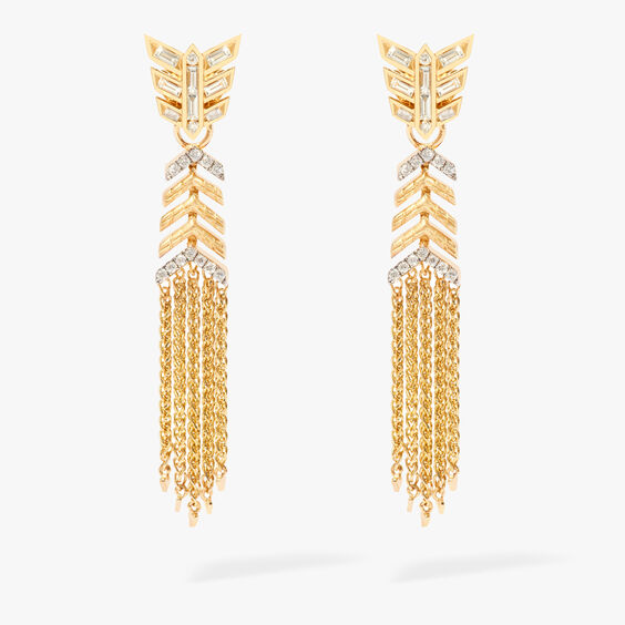 Flight Shimmy 18ct Yellow Gold Diamond Feather Earrings