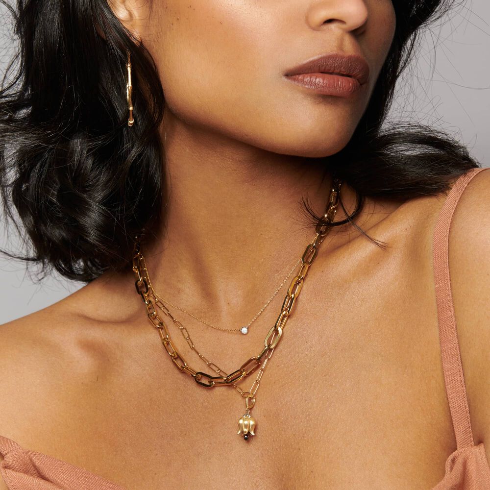 18ct Yellow Gold & Diamond Tulip Charm Necklace | Annoushka jewelley
