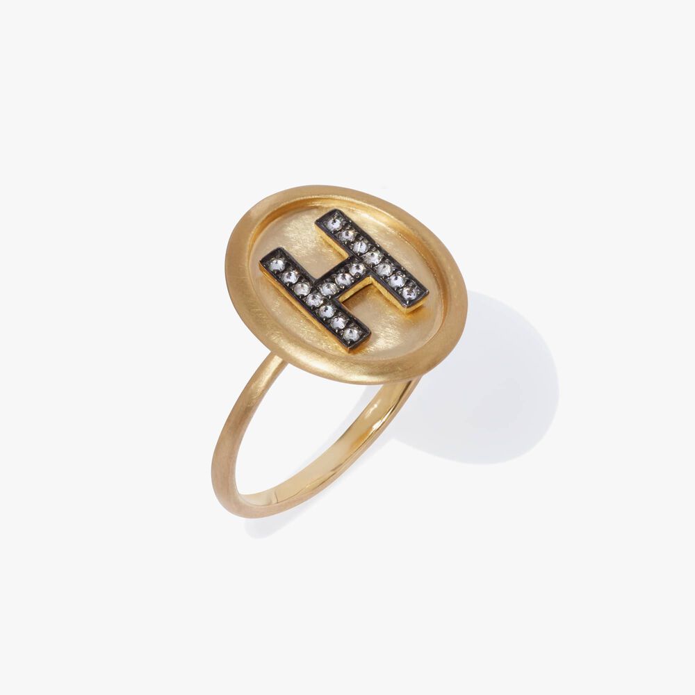 18ct Gold Diamond Initial H Ring | Annoushka jewelley