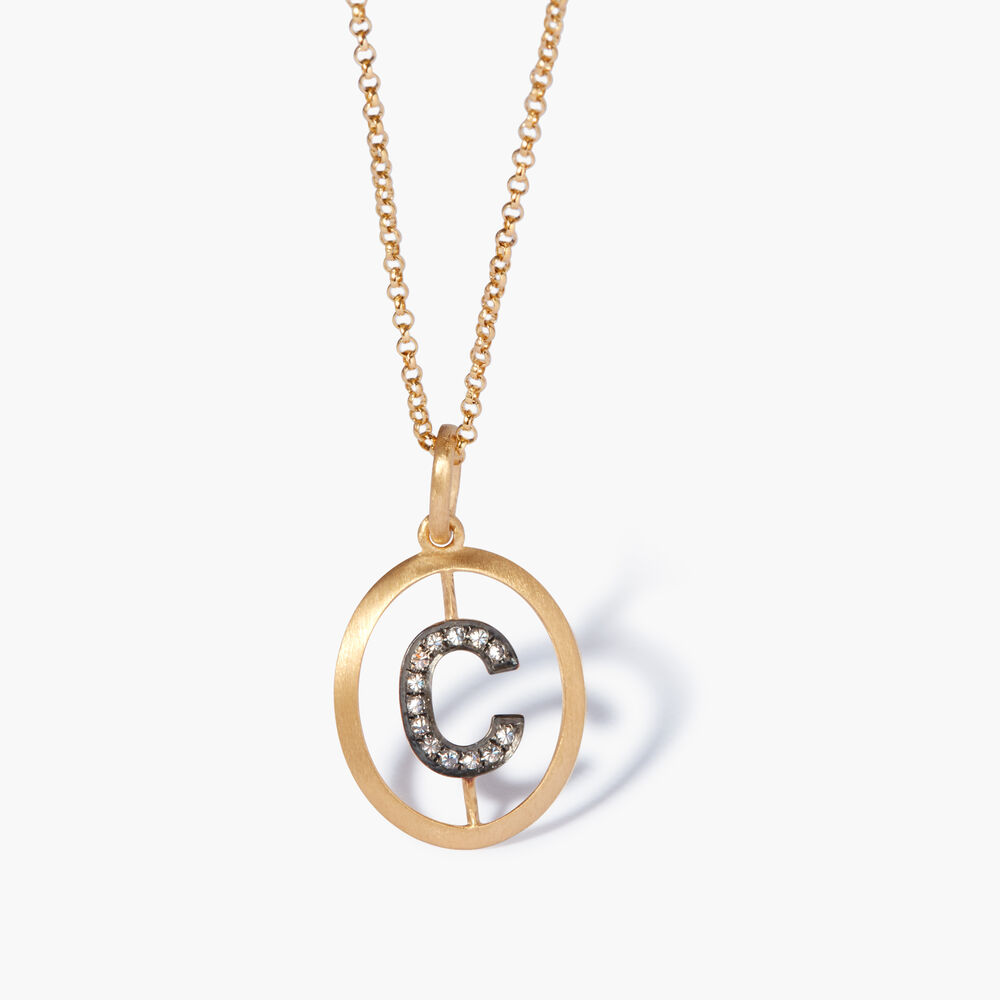 Initials 18ct Yellow Gold Diamond C Necklace | Annoushka jewelley