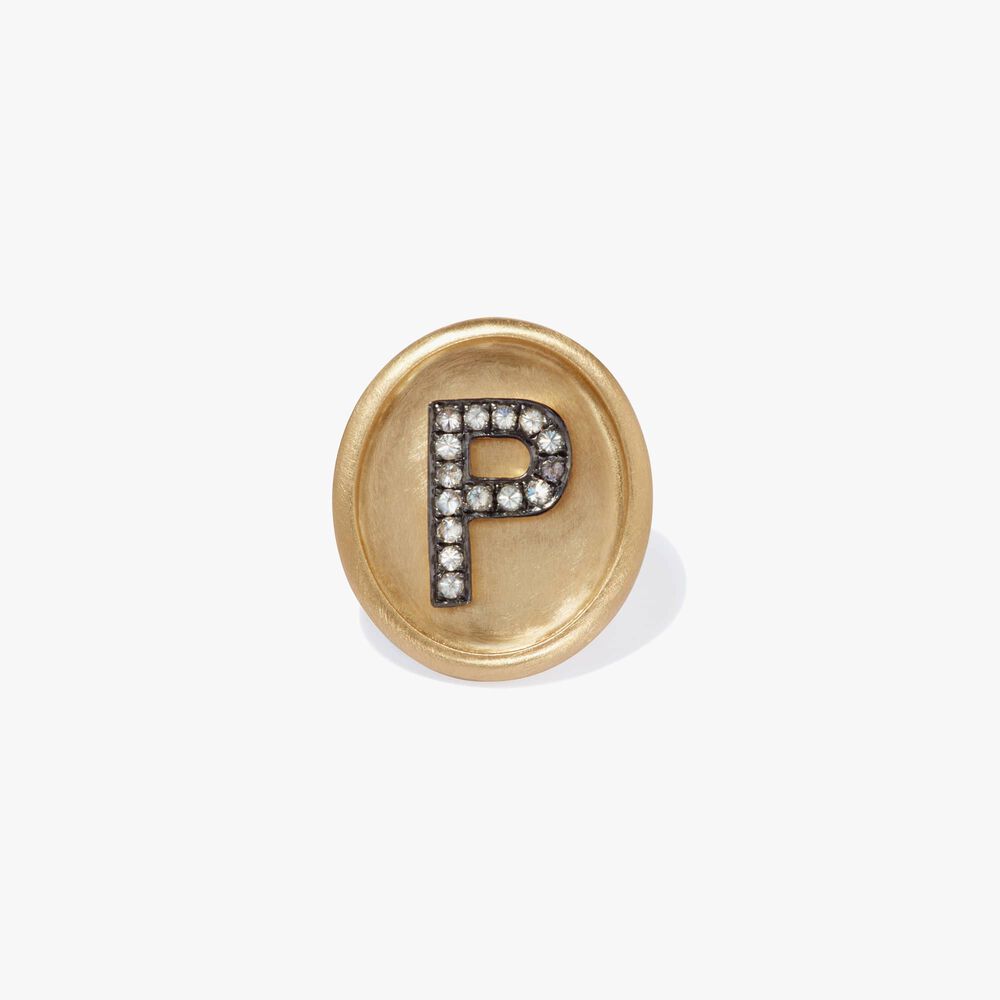 18ct Gold Diamond Initial P Face | Annoushka jewelley