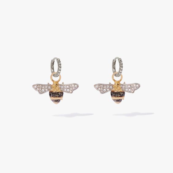 18ct White Gold Diamond Bee Earrings
