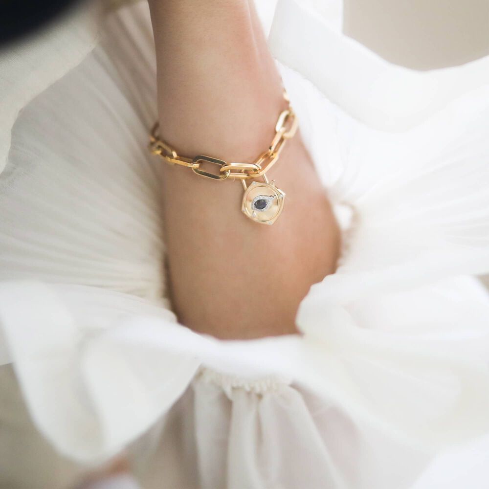 Lovelock 18ct Gold Cable Chain Evil Eye Charm Bracelet | Annoushka jewelley