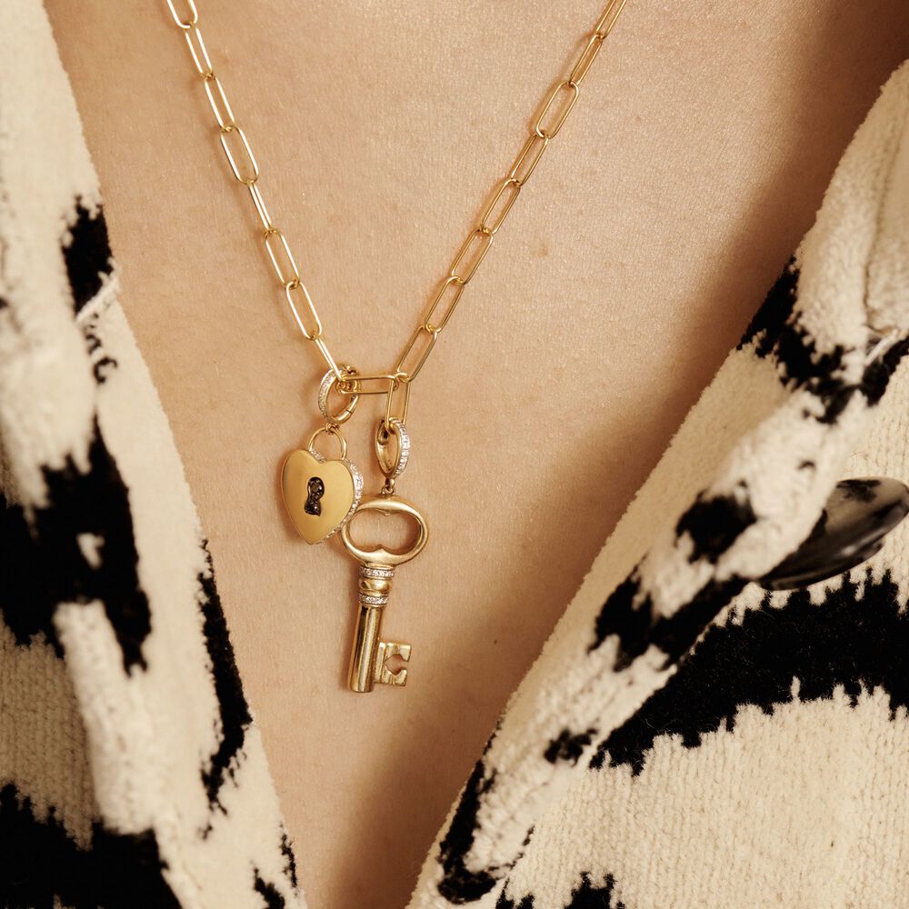 Mythology 18ct Gold Diamond Key and Heart Necklace | Annoushka jewelley