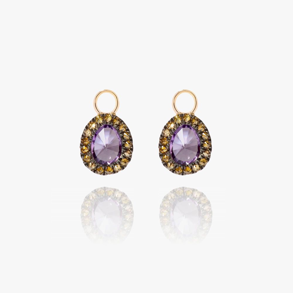 Dusty Diamonds 18ct Gold Amethyst Mini Earring Drops | Annoushka jewelley