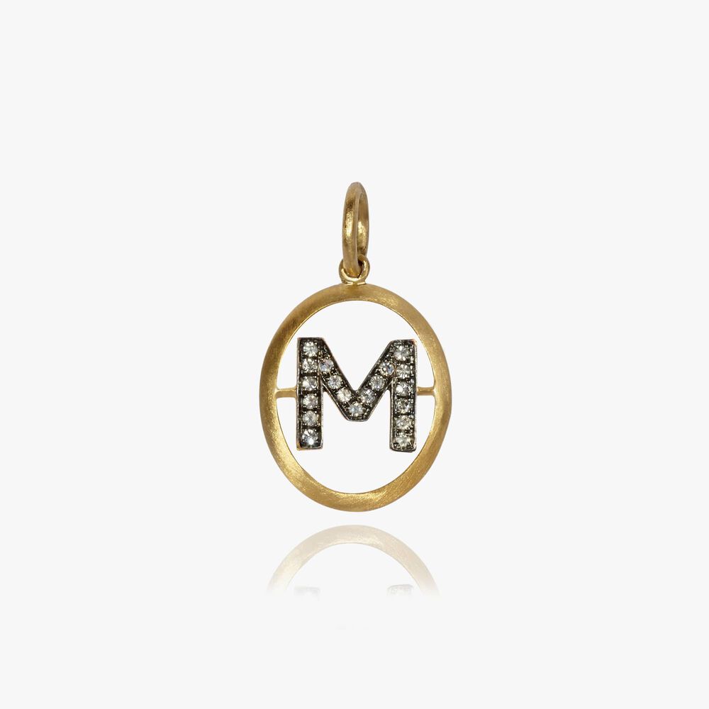 18ct Gold Diamond Initial M Pendant | Annoushka jewelley