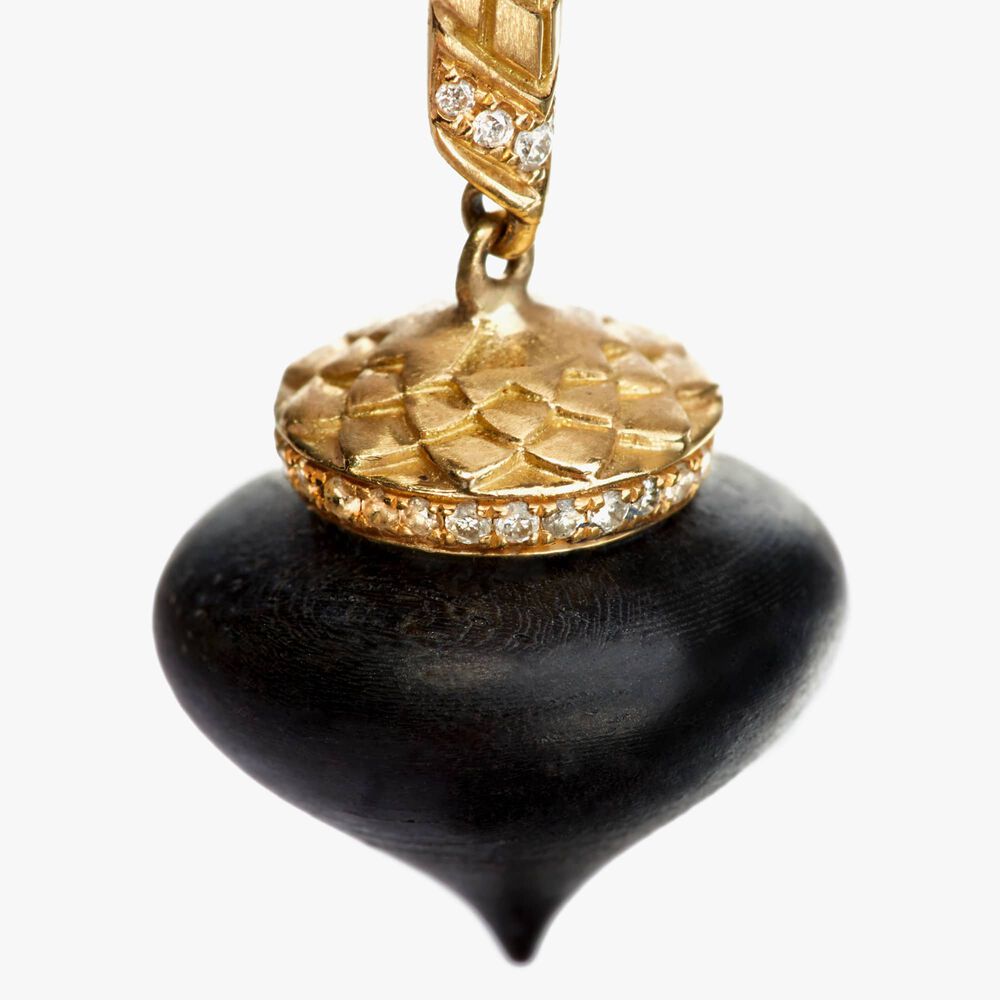 Touch Wood 18ct Gold Diamond Large Ebony Charm | Annoushka jewelley
