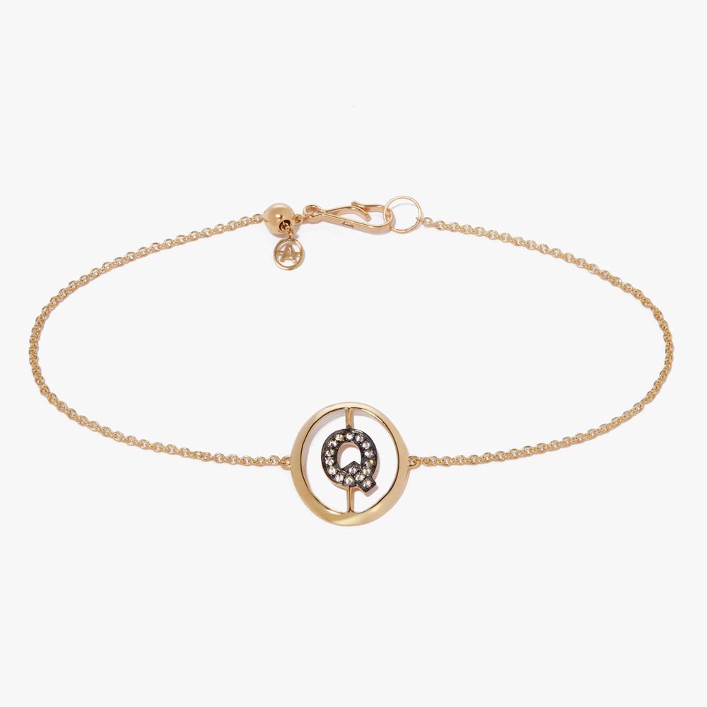 Initials 18ct Yellow Gold Diamond Q Bracelet | Annoushka jewelley