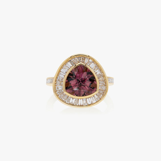 Unique 18ct Yellow Gold Tourmaline & Diamond Engagement Ring