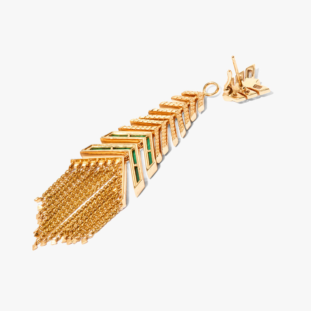 Flight Josephine 18ct Yellow Gold Malachite Feather Earrings | Annoushka jewelley