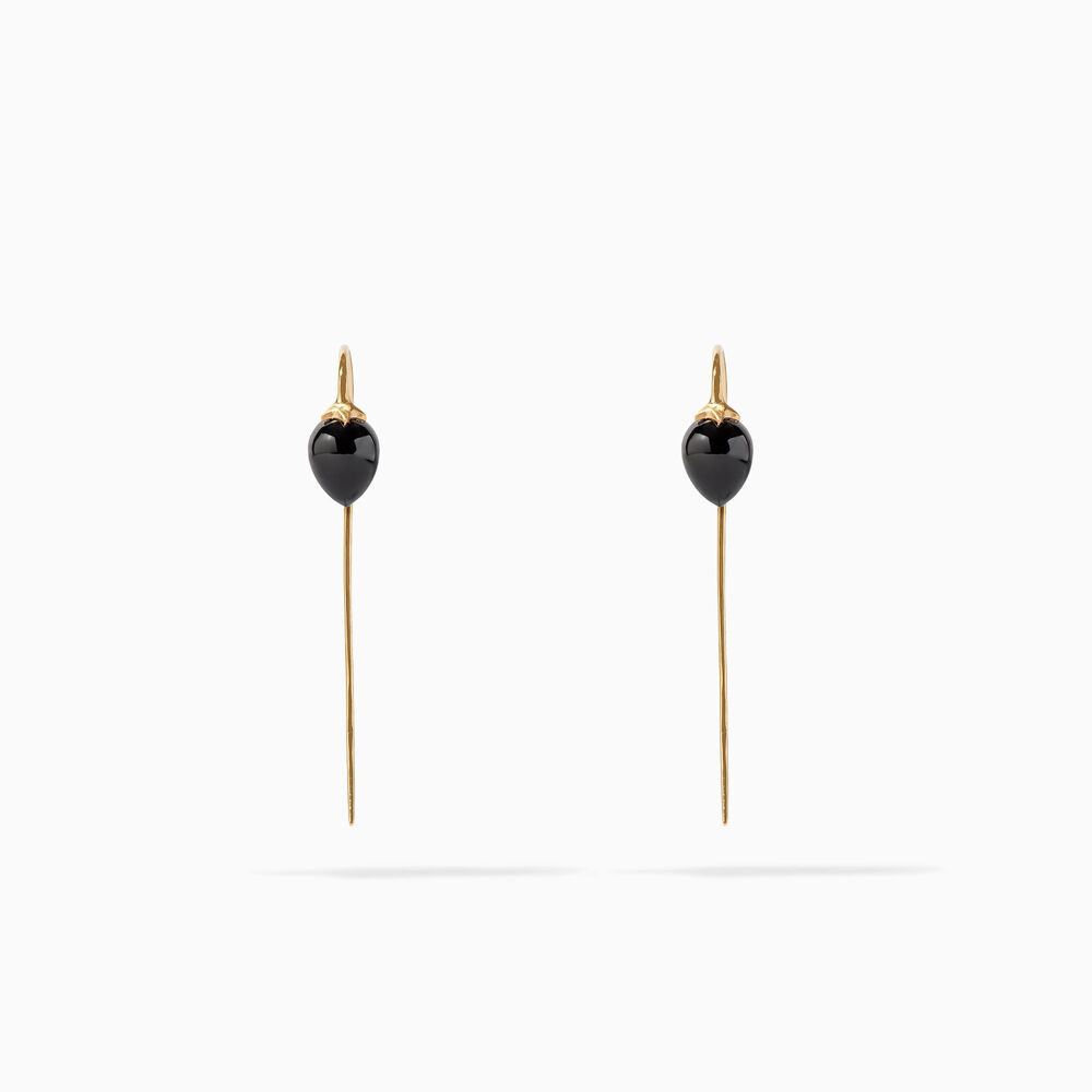 18ct Yellow Gold Black Onyx French Hook Earrings | Annoushka jewelley