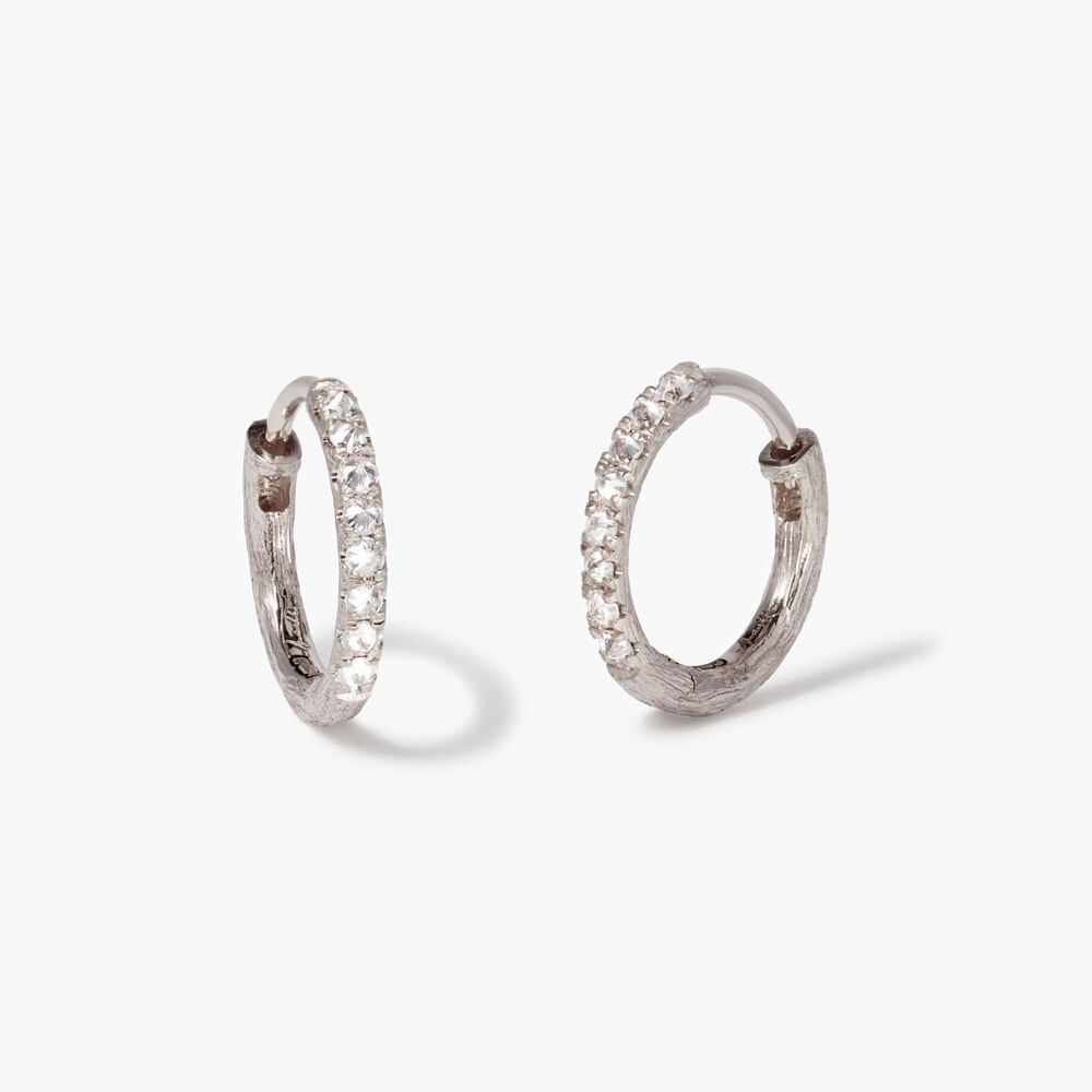Dusty Diamonds 18ct White Gold 12mm Hoop Earrings | Annoushka jewelley