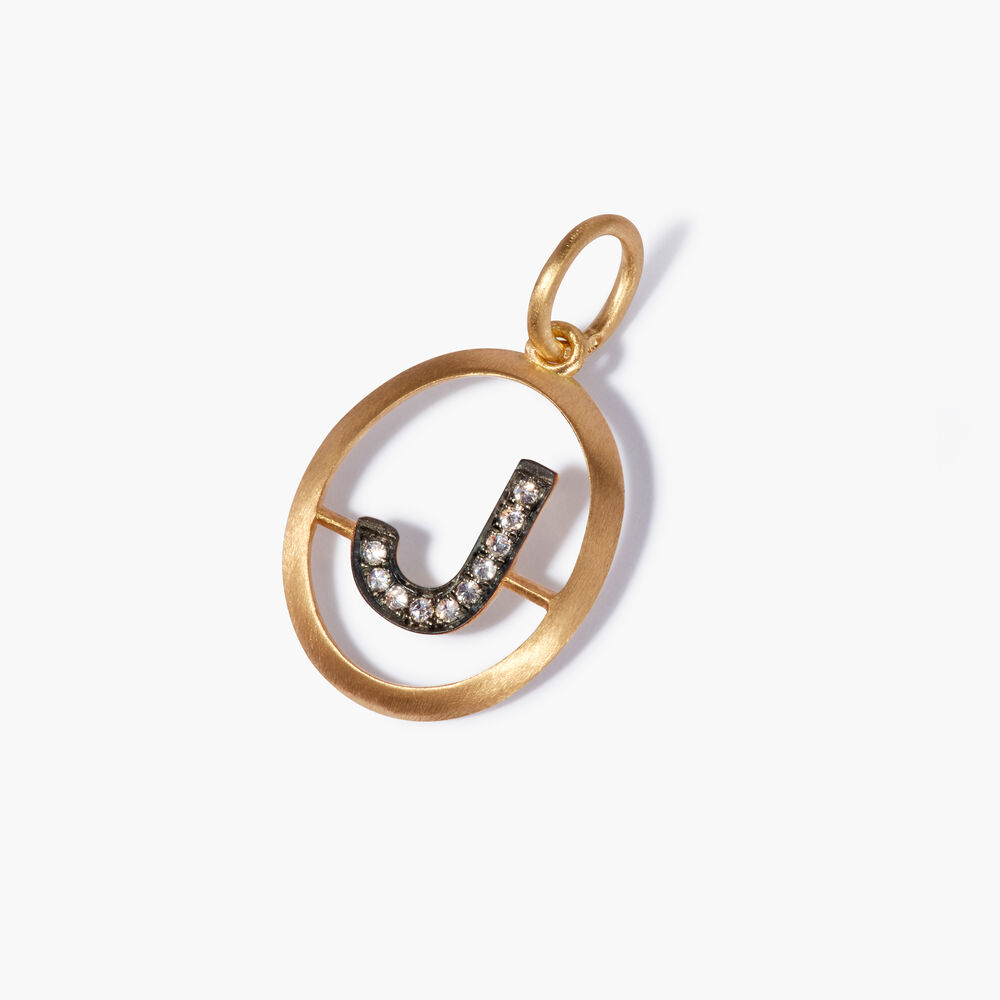 Initials 18ct Yellow Gold Diamond J Pendant | Annoushka jewelley