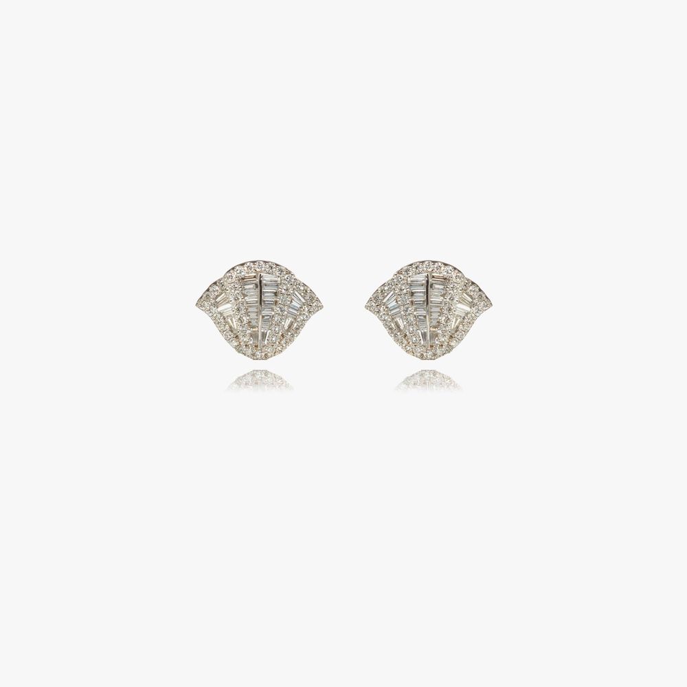 18ct White Gold Baroque Grey Pearl Diamond Earrings | Annoushka jewelley