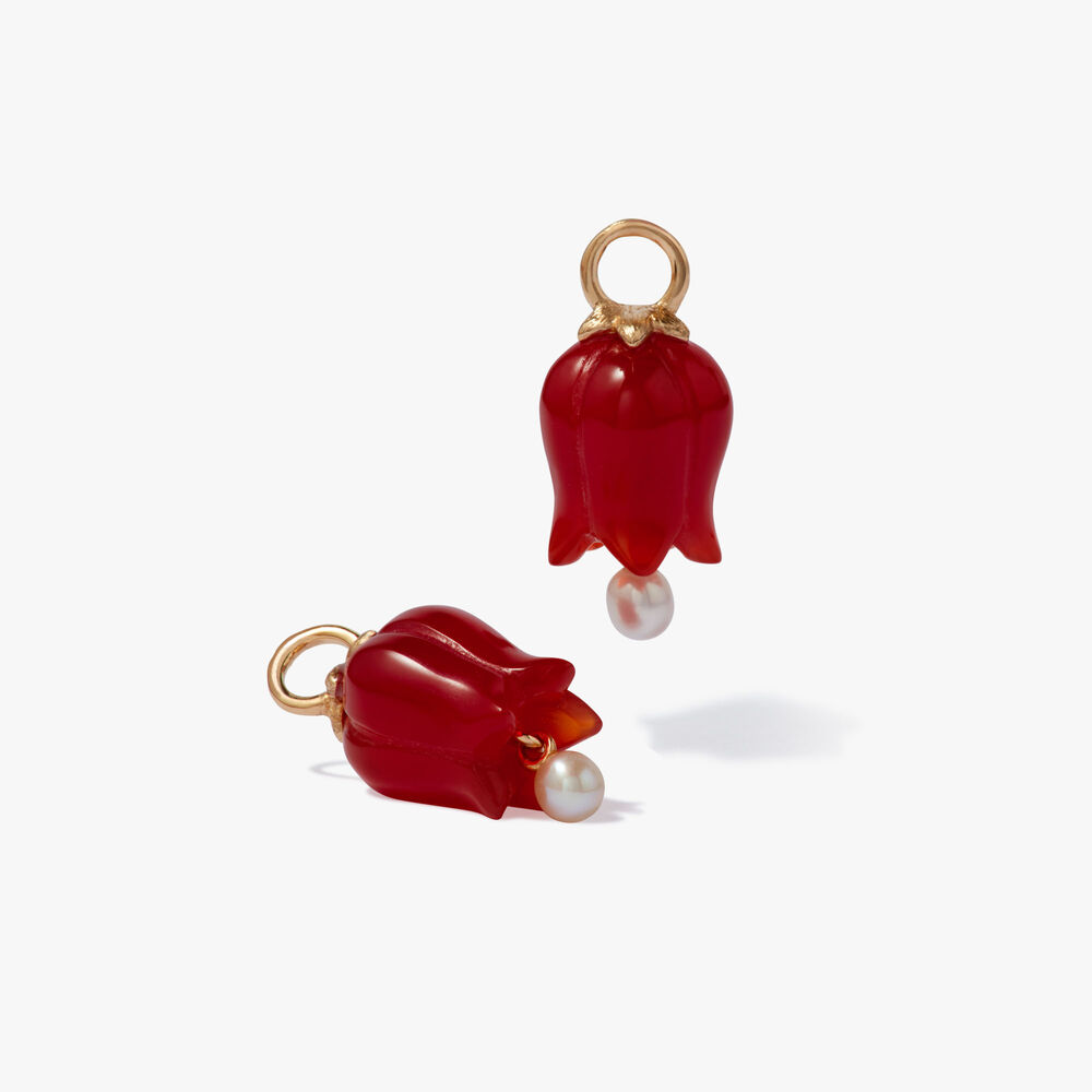 Tulips 18ct Yellow Gold Red Agate Earring Drops | Annoushka jewelley