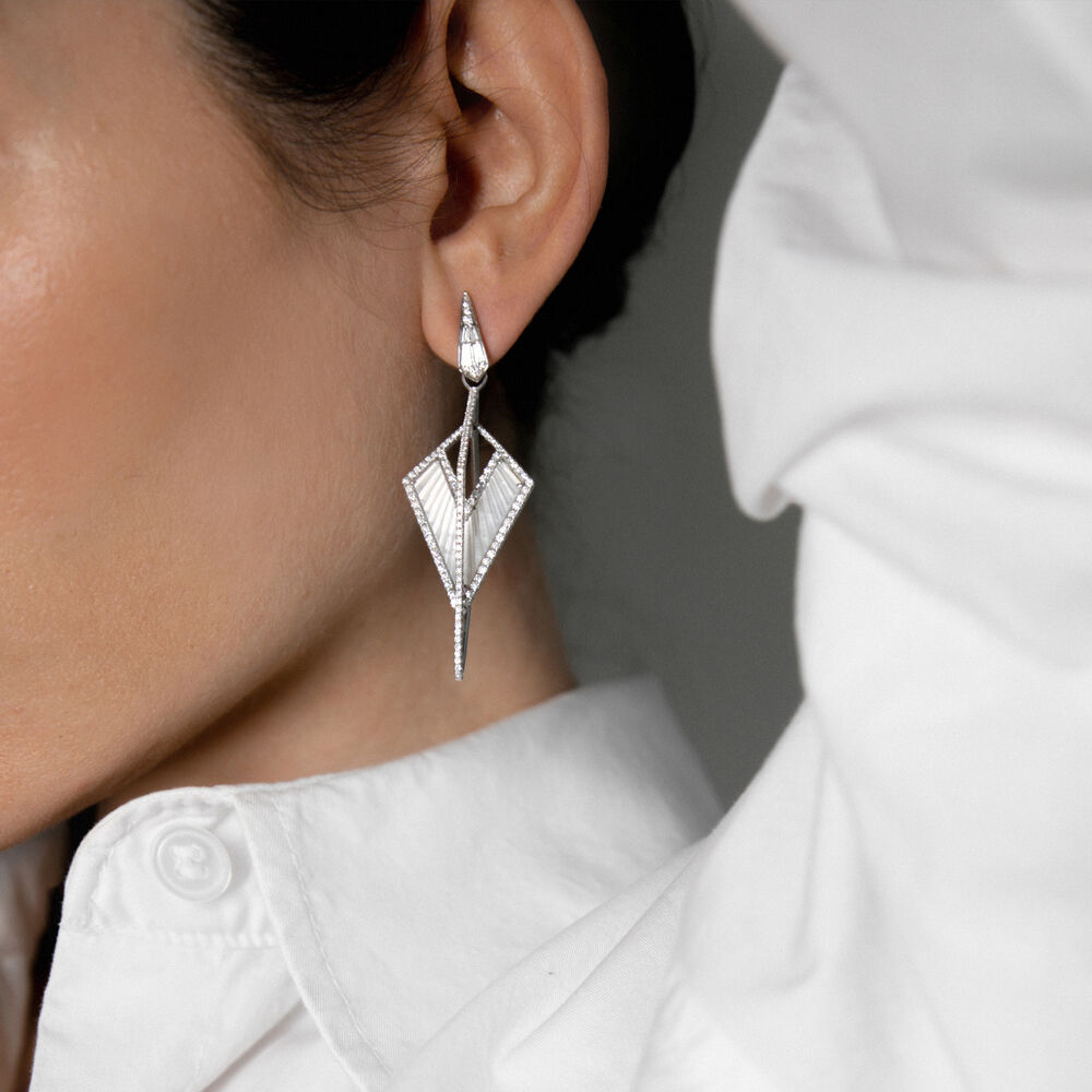 Kite 18ct White Gold Mother of Pearl & Diamond Earrings | Annoushka jewelley