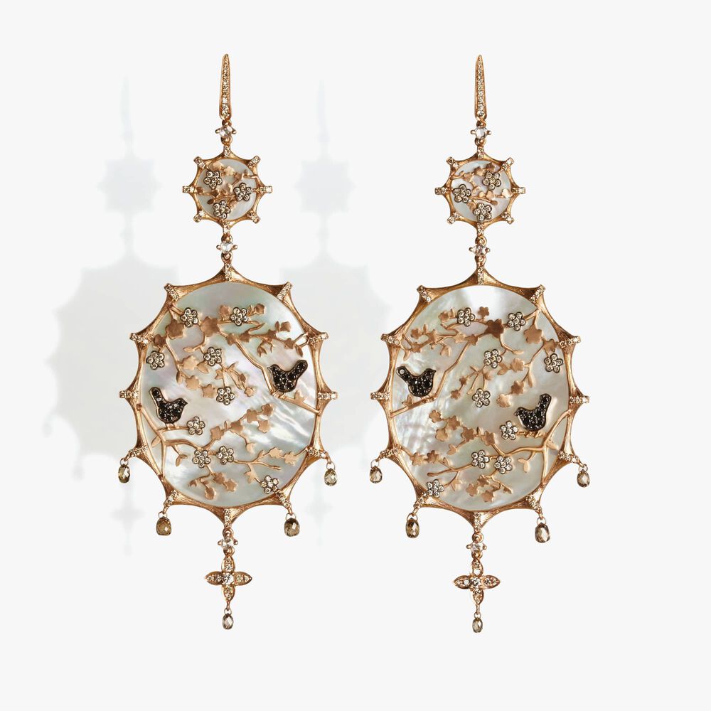 Dream Catcher 18ct Rose Gold Large Pearl Earrings | Annoushka jewelley