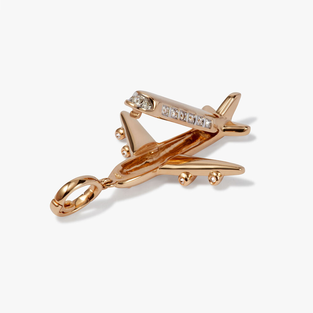 18ct Yellow Gold Diamond Aeroplane Locket Charm | Annoushka jewelley
