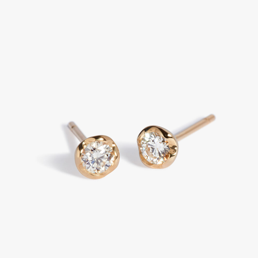 Marguerite 14ct Yellow Gold Large Solitaire Diamond Stud Earrings | Annoushka jewelley