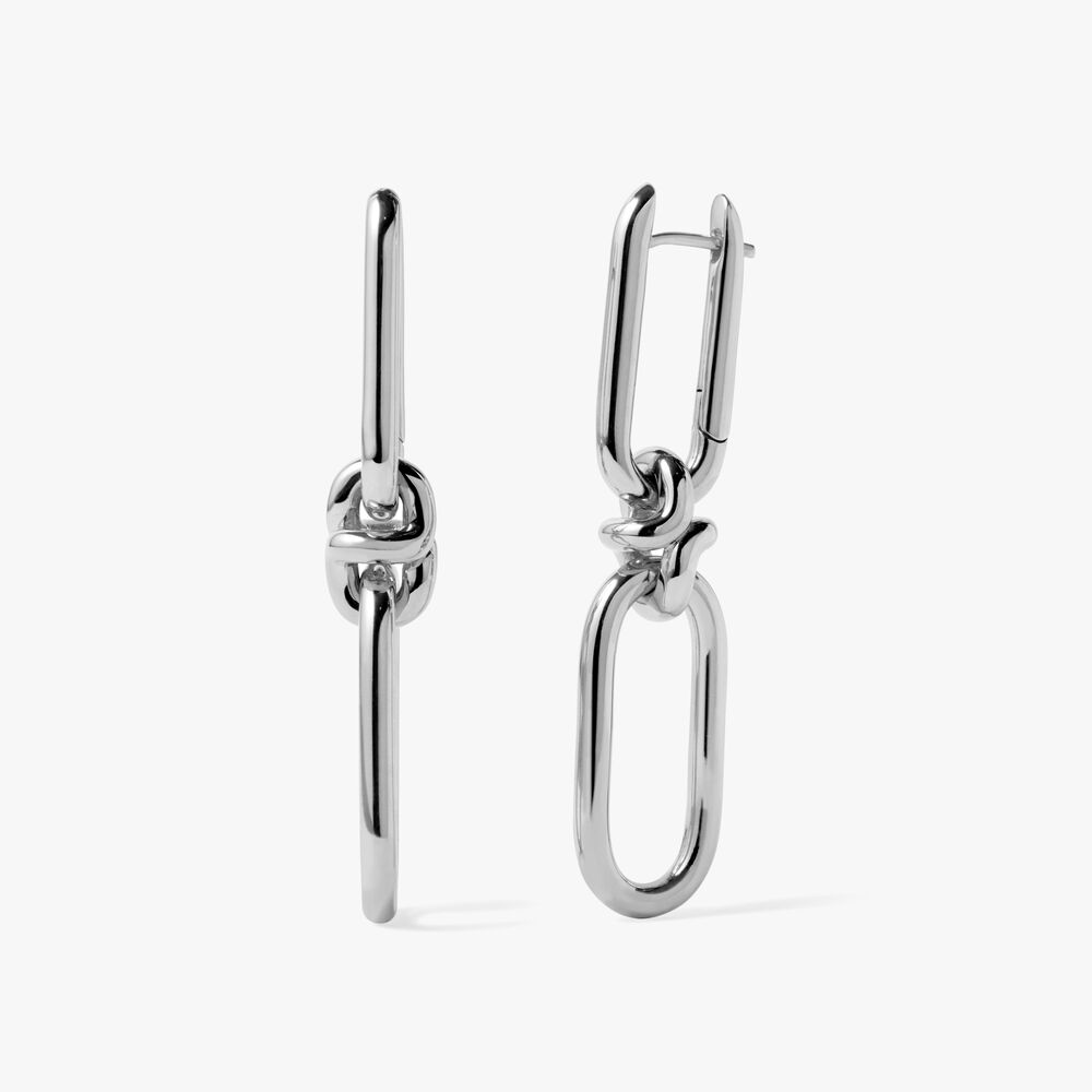 Knuckle 14ct White Gold Double Hoop Earrings | Annoushka jewelley