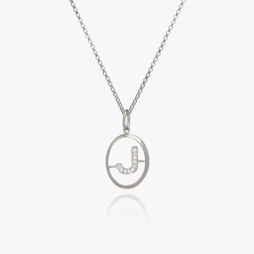 18ct White Gold Diamond Initial J Necklace | Annoushka jewelley
