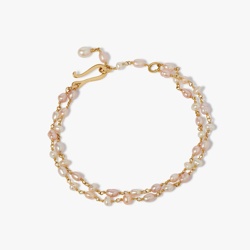 18ct Yellow Gold Seed Pearl Chain Bracelet | Annoushka jewelley