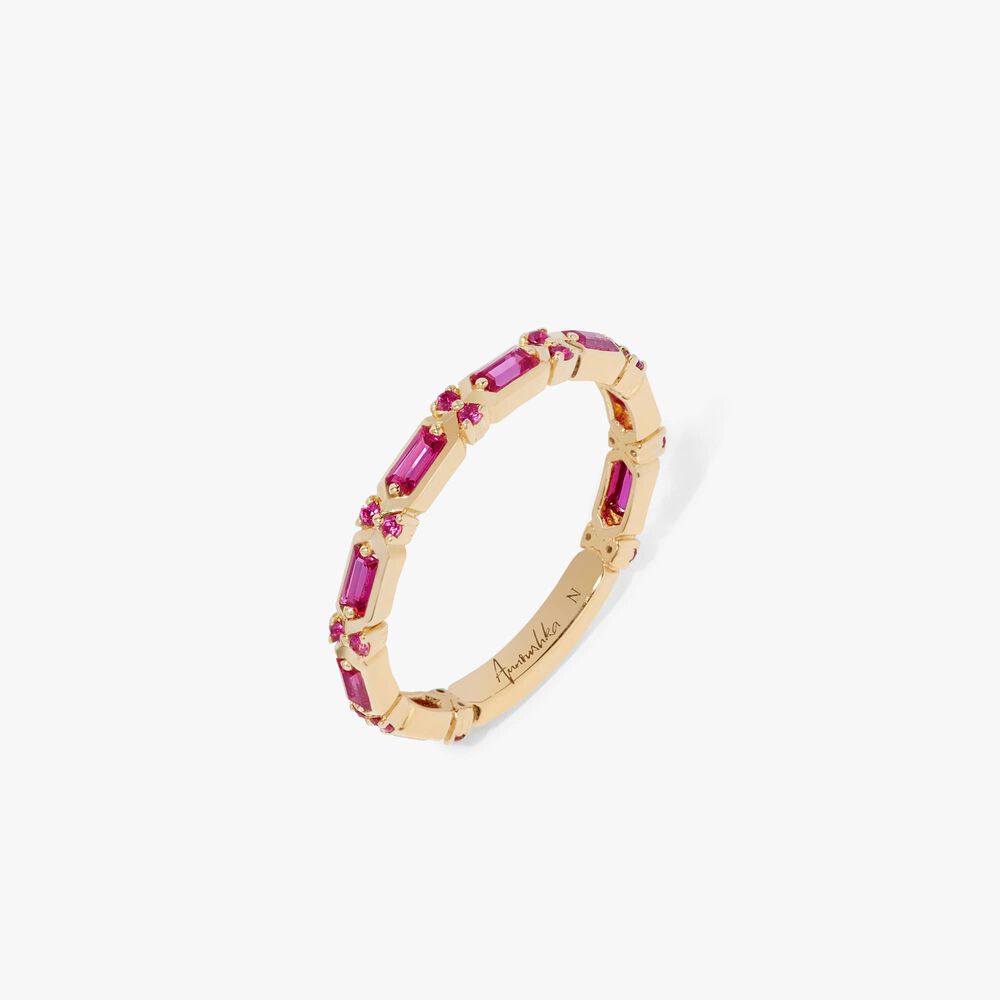 18ct Yellow Gold Pink Sapphire Baguette Ring | Annoushka jewelley
