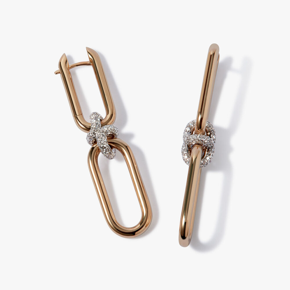 Knuckle 14ct Gold Diamond Double Hoop Earrings | Annoushka jewelley