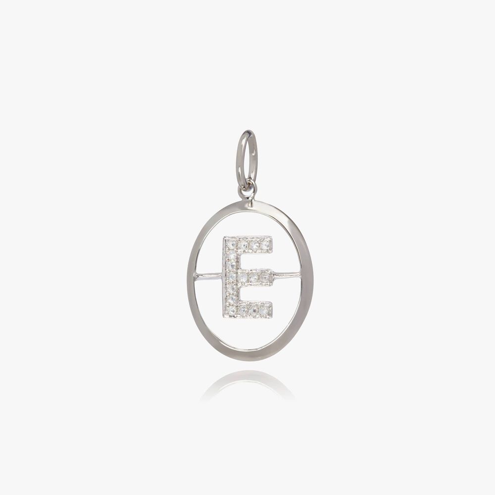 18ct White Gold Initial E Pendant | Annoushka jewelley