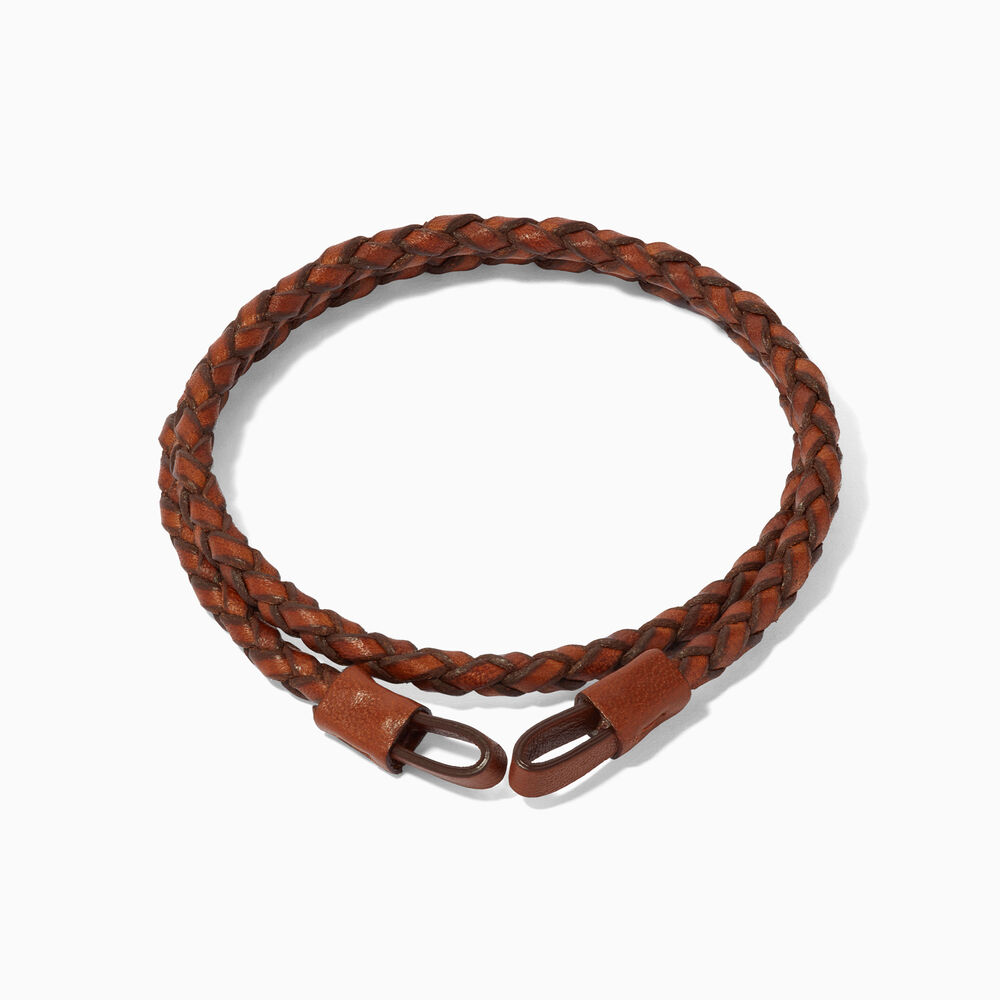 35cms Plaited Brown Leather Bracelet | Annoushka jewelley