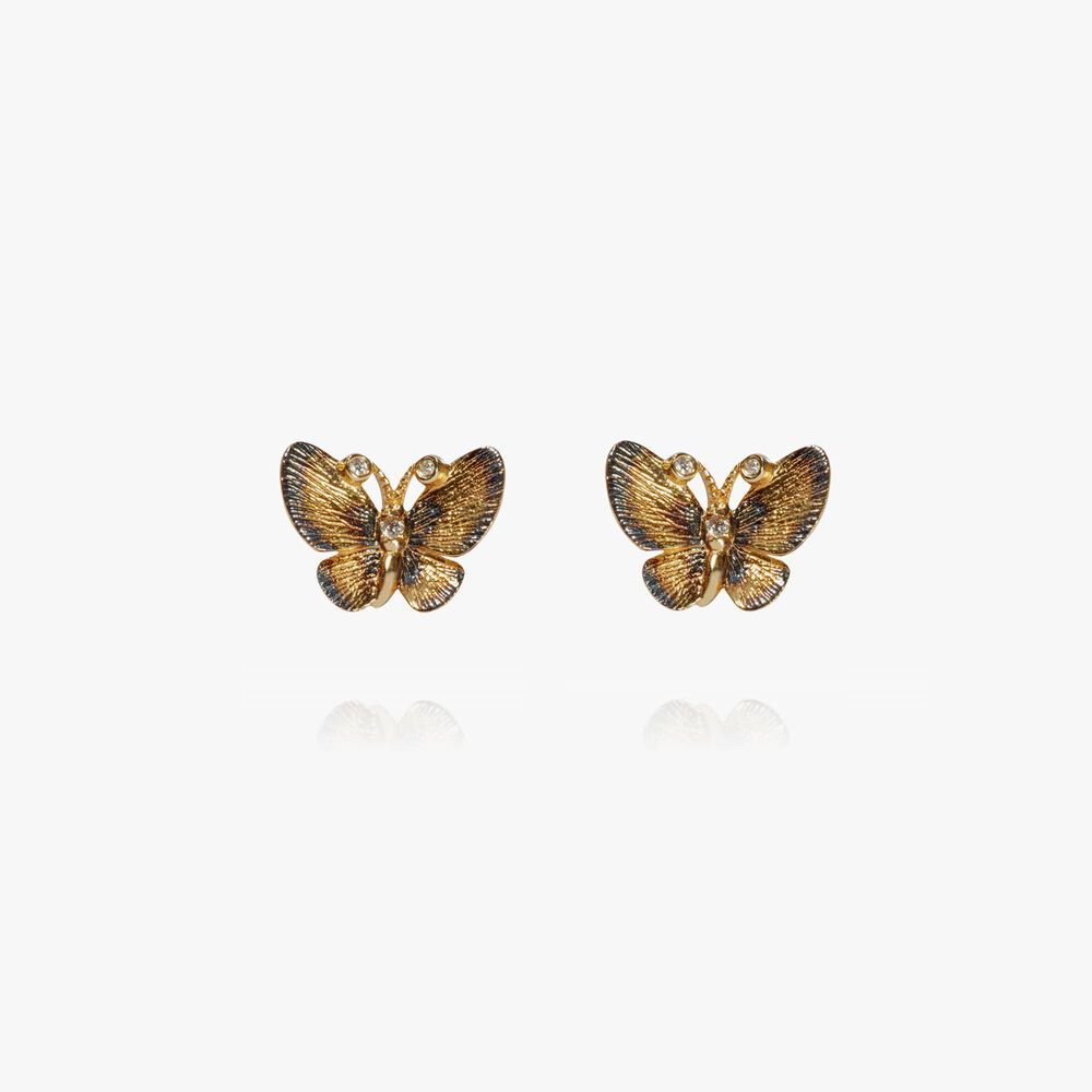 Butterflies 18ct Yellow Gold Diamond Stud Earrings | Annoushka jewelley