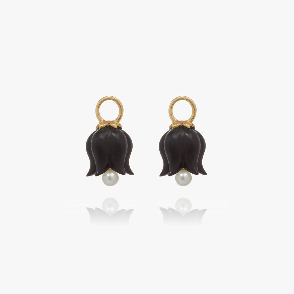 18ct Gold Ebony Pearl Tulip Earring Drops | Annoushka jewelley