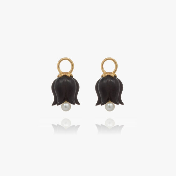 18ct Gold Ebony Pearl Tulip Earring Drops