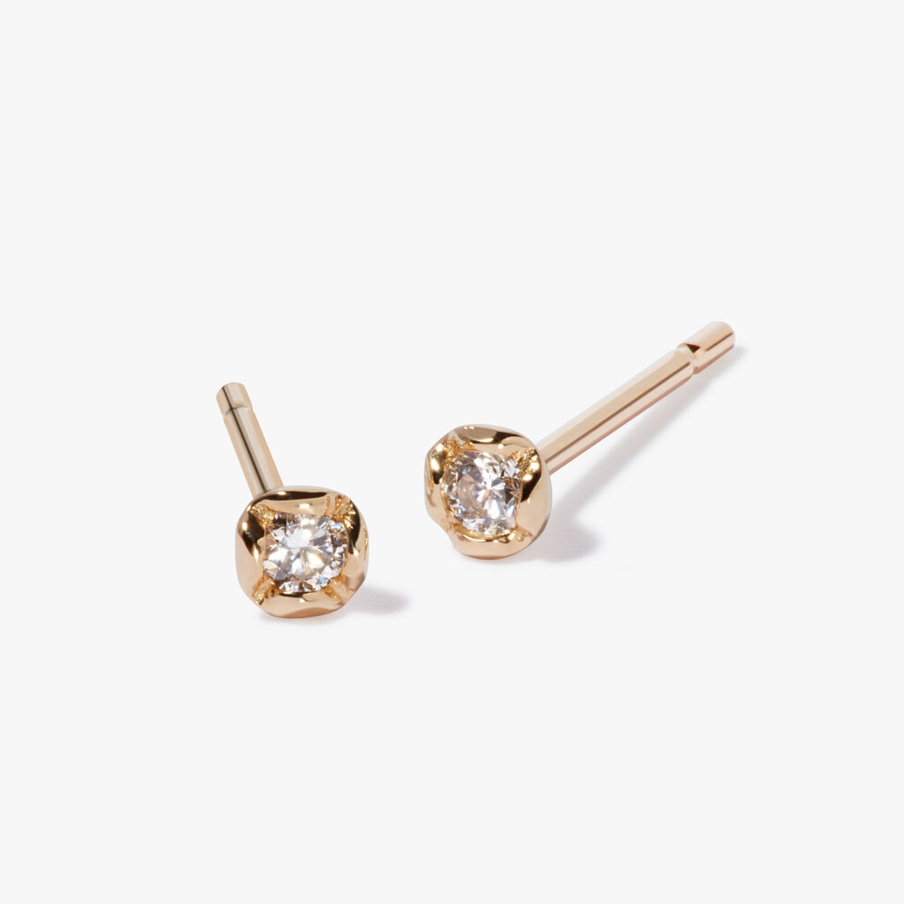 Marguerite 14ct Gold Small Solitaire Diamond Stud Earrings | Annoushka jewelley