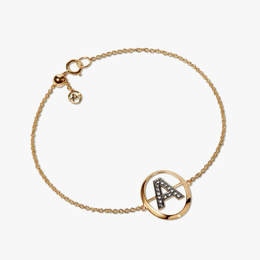 Initials 18ct Yellow Gold Diamond A Bracelet | Annoushka jewelley