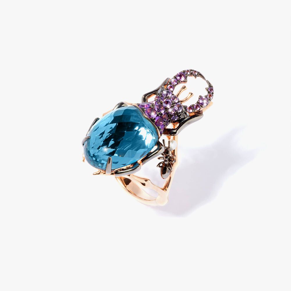 18ct Rose Gold Topaz Beetle Ring | Annoushka jewelley