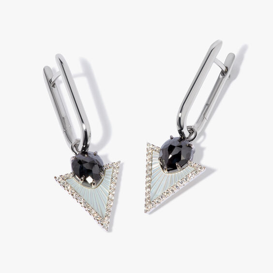 Kite 18ct White Gold Black Diamond & Mother of Pearl Knuckle Earrings