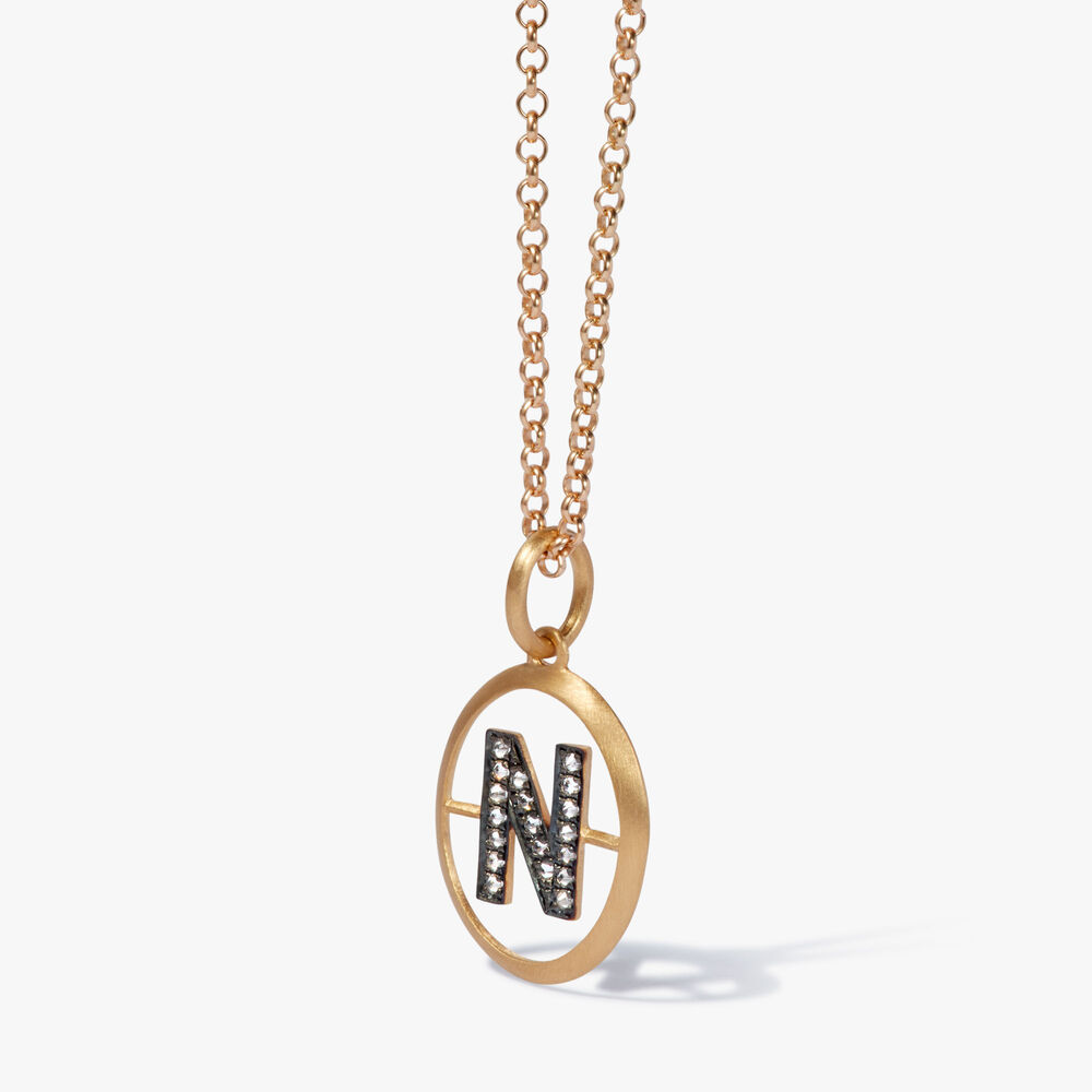 Initials 18ct Yellow Gold Diamond N Necklace | Annoushka jewelley