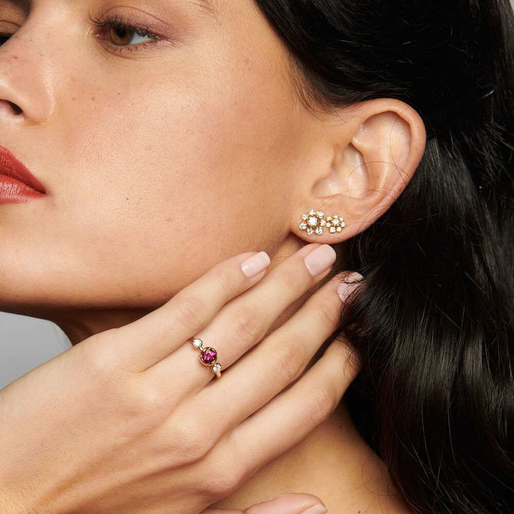 Marguerite 18ct Gold Rubellite & Diamond Engagement Ring | Annoushka jewelley