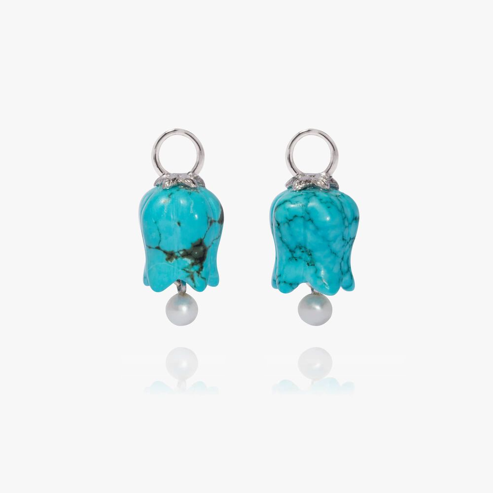 18ct White Gold Turquoise Tulip Earring Drops | Annoushka jewelley
