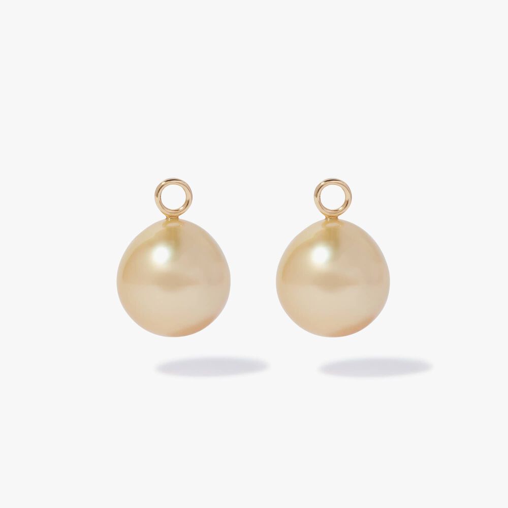 18ct Yellow Gold South Sea Golden Pearl Earring Drops | Annoushka jewelley